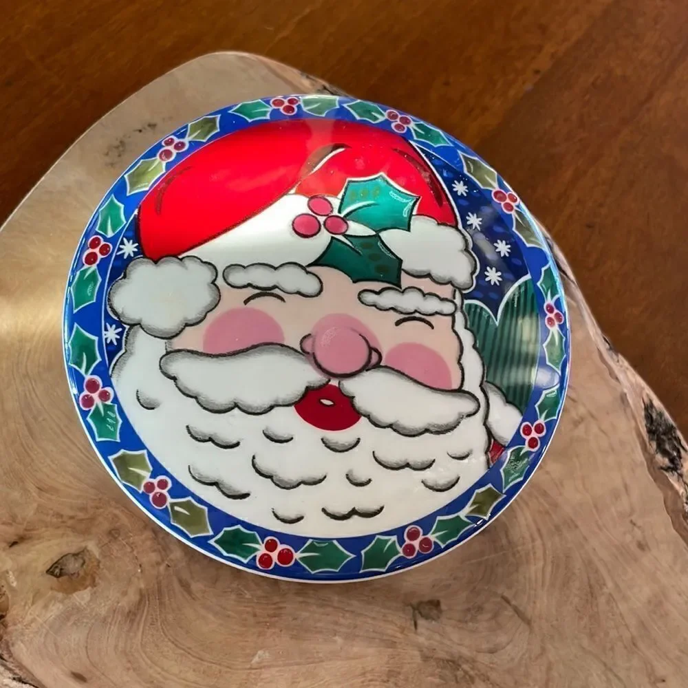 Vintage Mikasa Santa Claus Ceramic Trinket Dish with Lid
